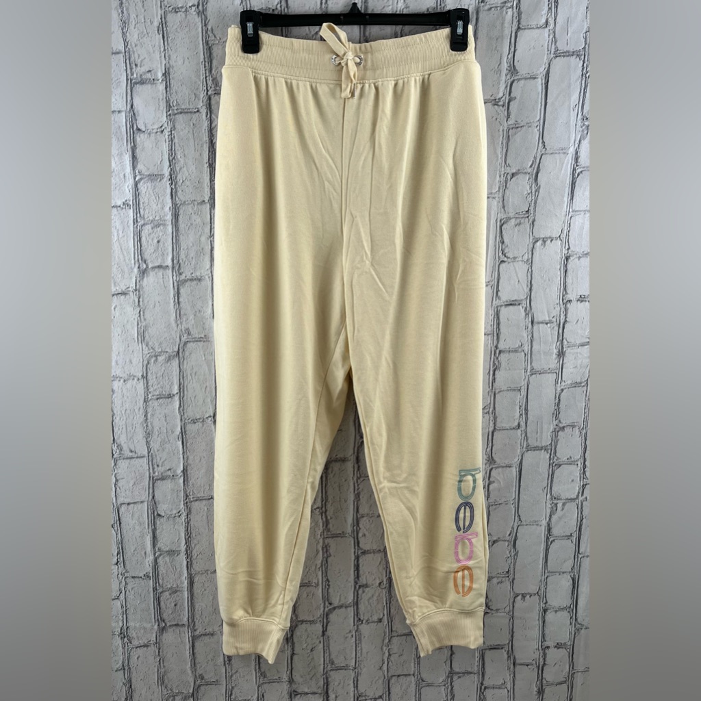Bebe Size:3x Womens Neon Lites Jogger Ivory 60% Cotton Super Cute Comfortable